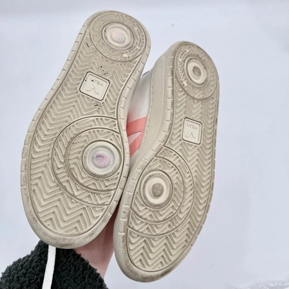 VEJA Esplar White Leather Sneakers Petal Pink Logo EU 36 - Picture 9 of 10